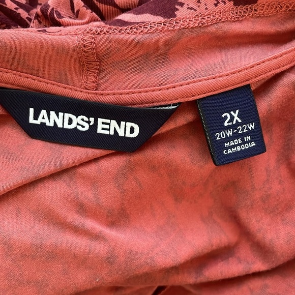 Lands End Red/Pink Floral Midi Length Open Front Cardigan/Sweater. Plus Size 2X - Picture 9 of 12